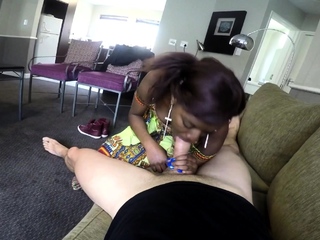 Amateur Black Slut Sloppy Sucks Cock POV