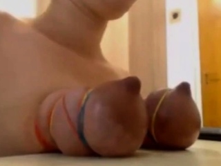 Tormenting my own boobs to please my Dom