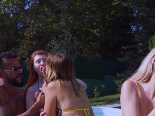 Four Girls Take Outdoor Interracial Gangbang